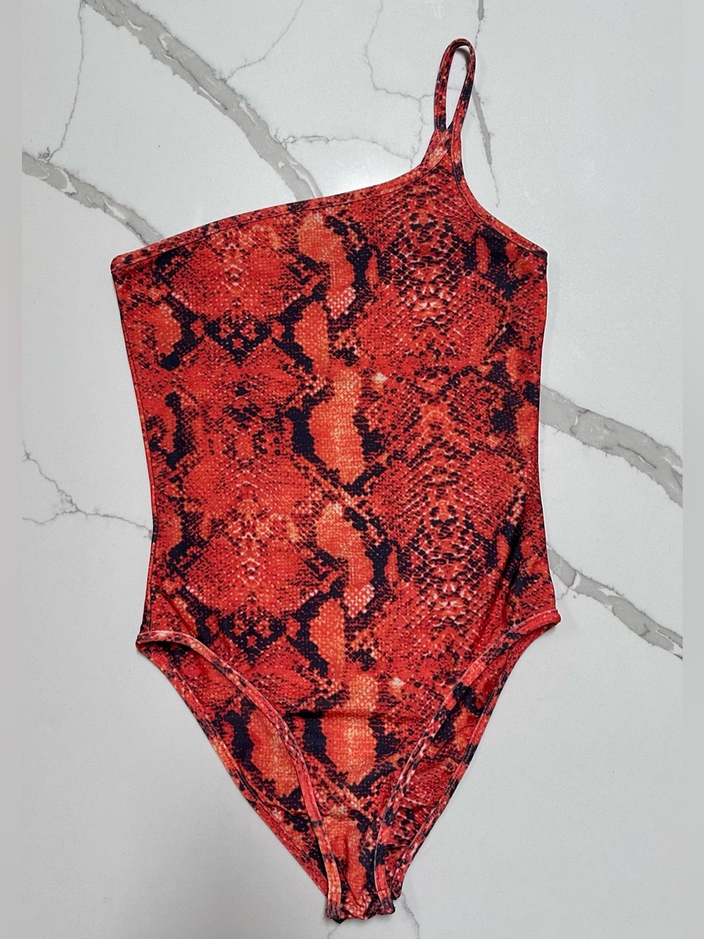 Princess Polly snakeskin one shoulder bodysuit